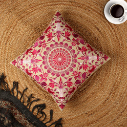 Pink Hand-made Cotton Cushion Cover - SanskrutiHomes 