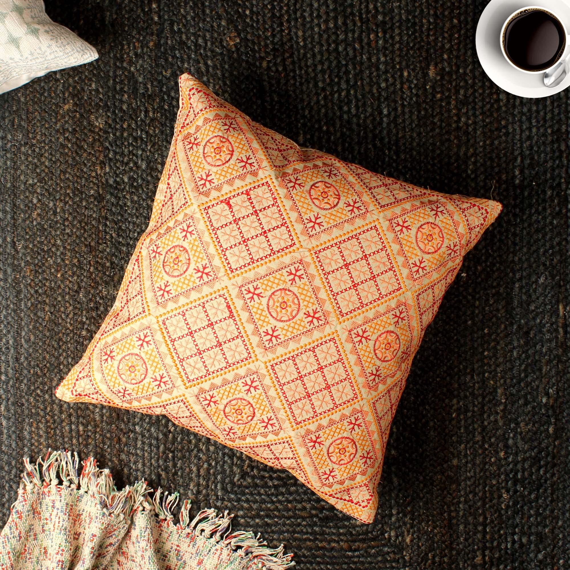 Multi-color Hand-made Cotton Cushion Cover - SanskrutiHomes 