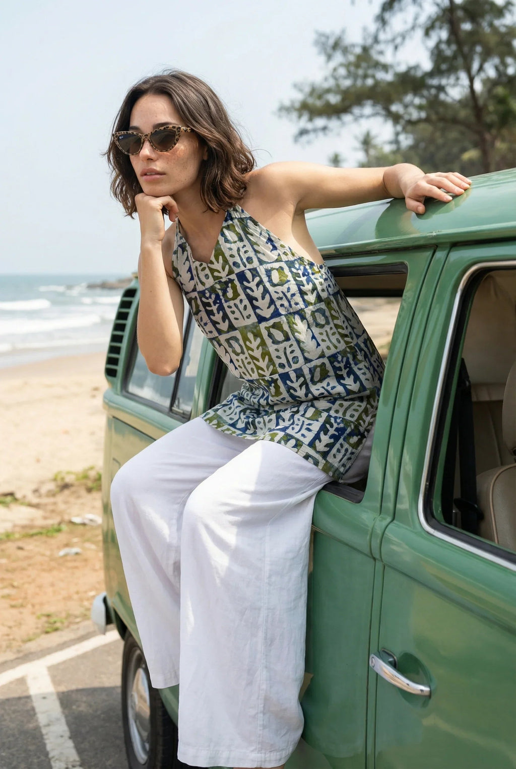 Multicolor Floral Printed Halter Neck Cotton Top for Women - SanskrutiHomes 