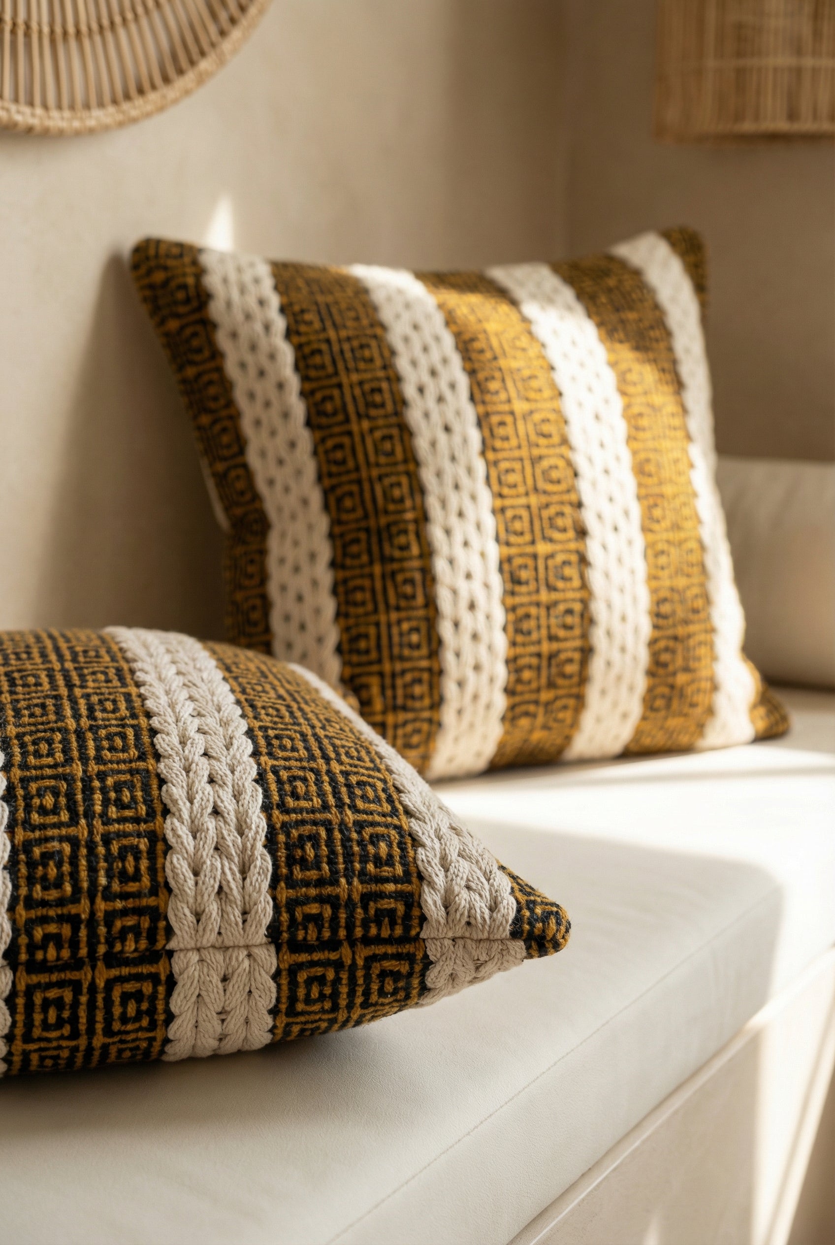 Black Cotton Breathable Embroidered Squared Cushion Cover