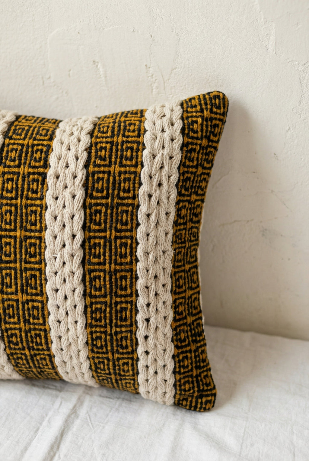 Black Cotton Breathable Embroidered Squared Cushion Cover