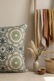 Green Embroidered Cotton Square Cushion Covers