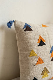 White Geometric Tufted Cotton Squared Cushion Cover