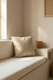 Grey Floral Squared Textured Velvet Cushion Cover With Elegant