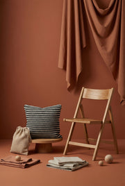 Black Striped Squared Cotton Cushion Cover With Elegant Design