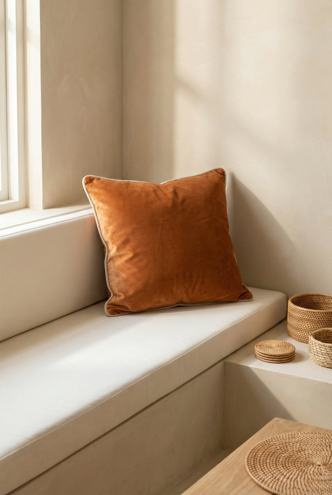 Peach Solid Velvet Cushion Cover With Soft Luxe Finish