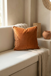 Peach Solid Velvet Cushion Cover With Soft Luxe Finish