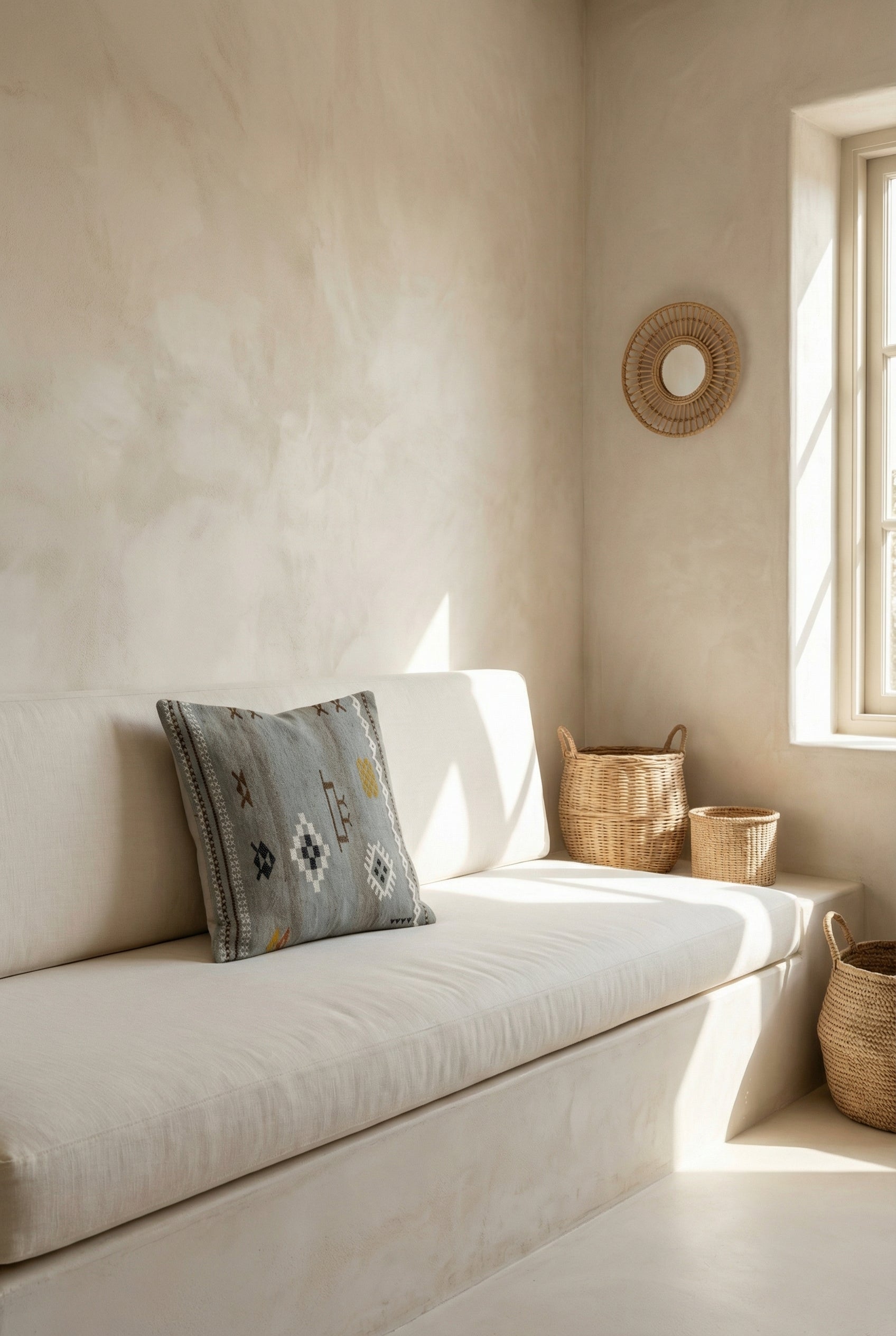 Grey & White Geometric Squared Cotton Cushion Covers