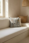 Grey & White Geometric Squared Cotton Cushion Covers
