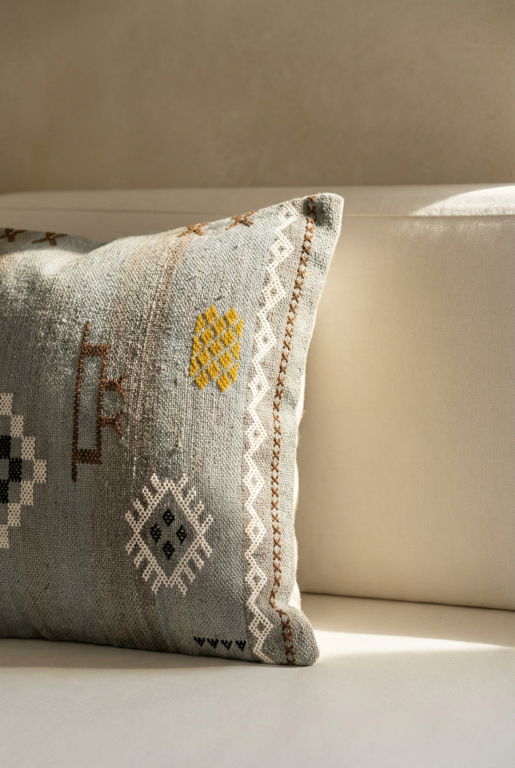 Grey & White Geometric Squared Cotton Cushion Covers