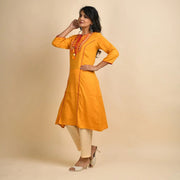 RangDeep Women Rayon Yellow Embroidered Straight Kurti - SanskrutiHomes 