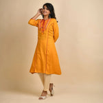 RangDeep Women Rayon Yellow Embroidered Straight Kurti - SanskrutiHomes 