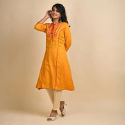 RangDeep Women Rayon Yellow Embroidered Straight Kurti - SanskrutiHomes 