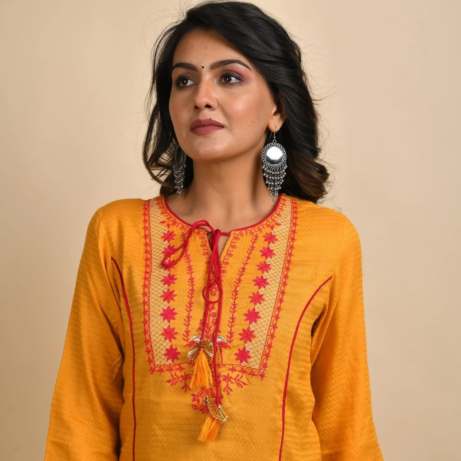 RangDeep Women Rayon Yellow Embroidered Straight Kurti - SanskrutiHomes 