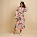 Multi-colour Pure Cotton kimono robe - SanskrutiHomes 