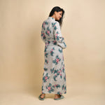 Hand printed Leaf Cotton kimono robe - SanskrutiHomes 