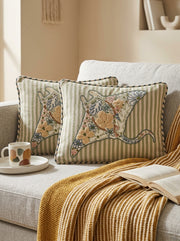 Olive Cotton Nautical Embroidered Rectangular Cushion Cover
