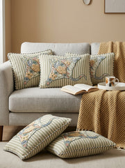 Olive Cotton Nautical Embroidered Rectangular Cushion Cover