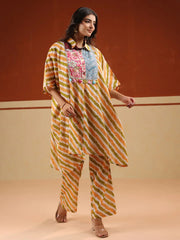 Multi Printed Shirt Collar Pure Cotton Co-Ord Set For Women