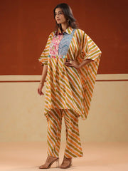 Multi Printed Shirt Collar Pure Cotton Co-Ord Set For Women