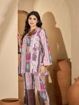 Multi Round Neck Linen Co-ords Set for Women - SanskrutiHomes 