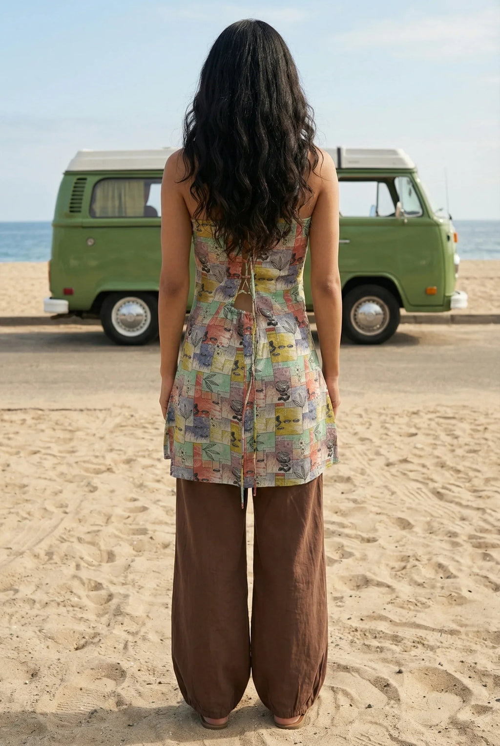 Multicolor Abstract Print Halter Neck Cotton Top for Women - SanskrutiHomes 