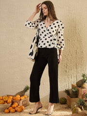 White Polka Dot Pribted Top - SanskrutiHomes 