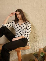White Polka Dot Pribted Top - SanskrutiHomes 