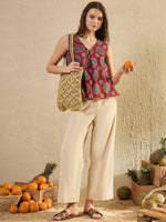 Red Ethnic Printed Top - SanskrutiHomes 