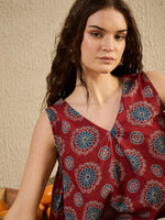 Red Ethnic Printed Top - SanskrutiHomes 