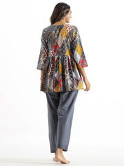 Grey  Printed Cotton Co-Ord Set