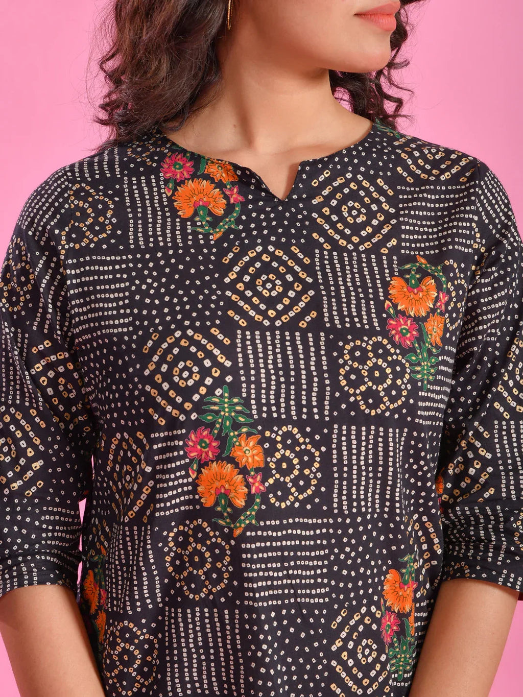 Black Flower Printed Cotton Night Suit Set - SanskrutiHomes 