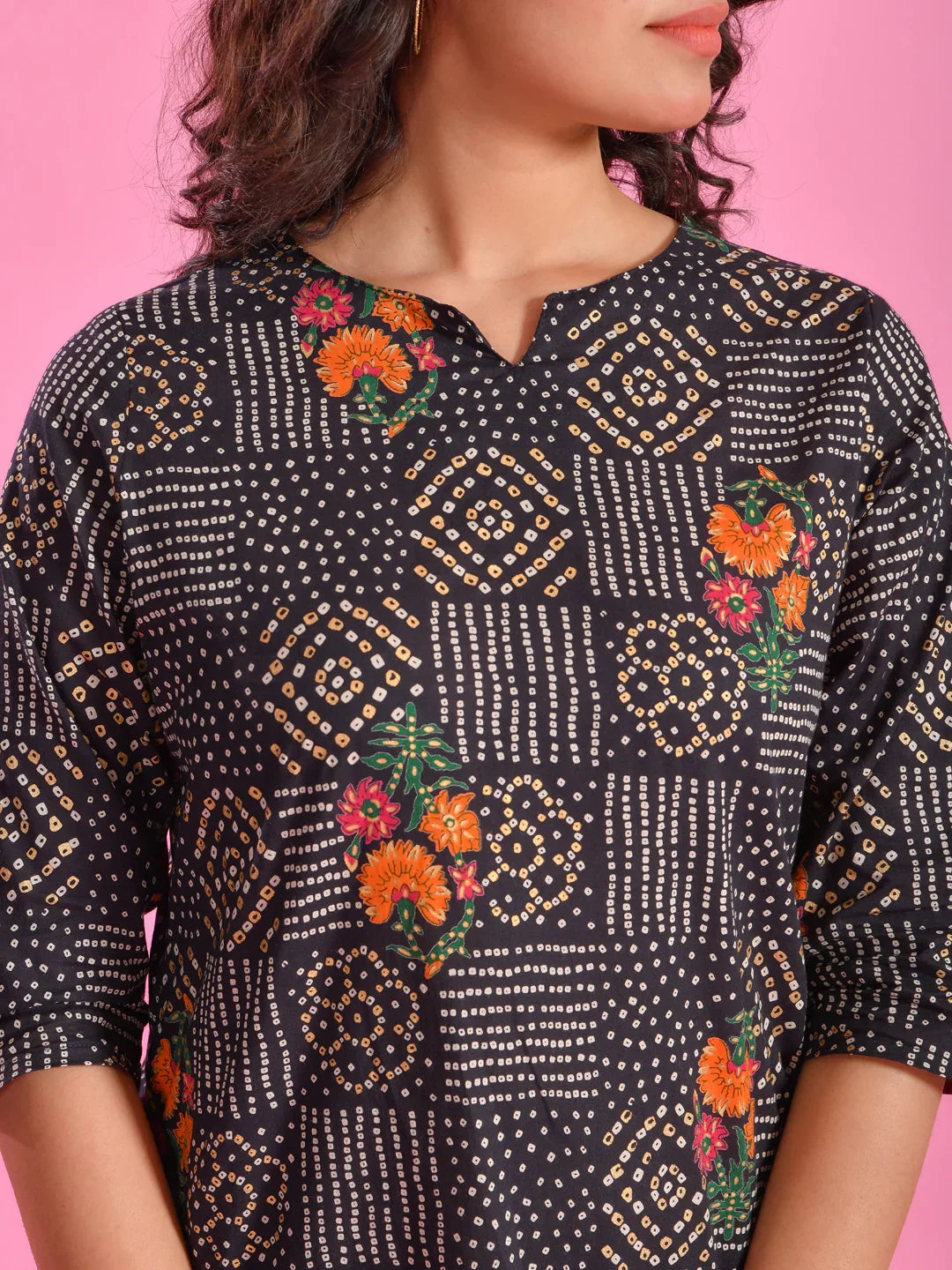 Black Flower Printed Cotton Night Suit Set - SanskrutiHomes 