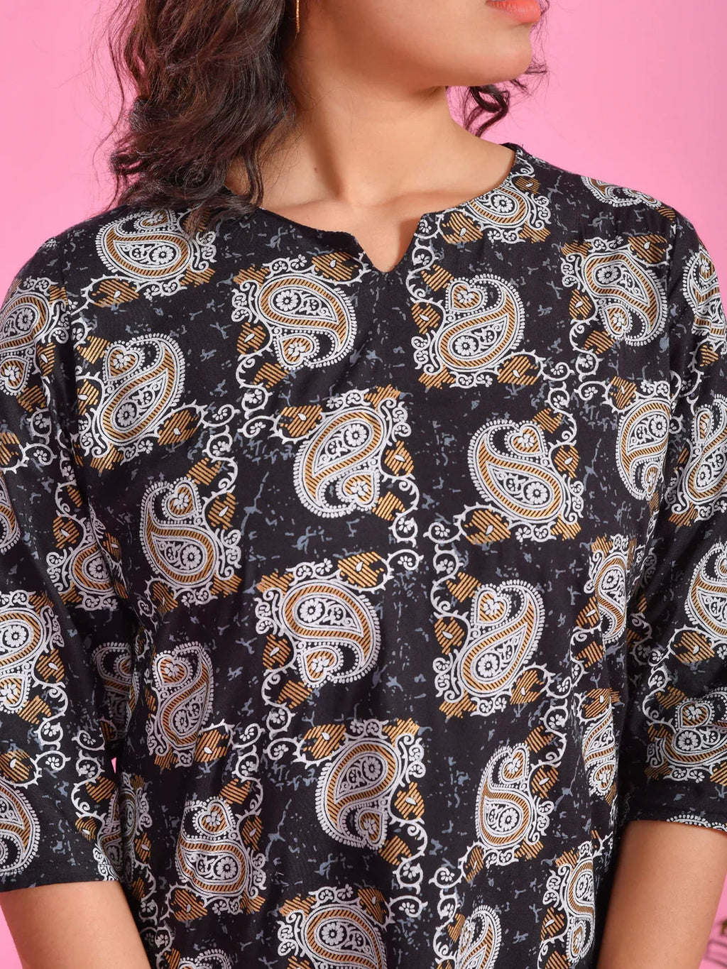 Blue Printed Round Neck Night Suit - SanskrutiHomes 