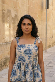 Blue Floral Printed Co Ord Set For Women