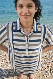 Blue Striped Co Ord Set For Women