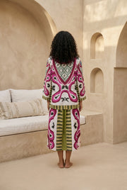 Multi Color Printed Boat Neck Co-Ord Set For Women