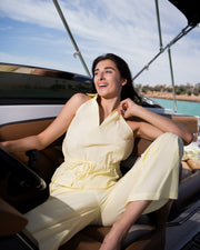 Yellow Solid V-Neck Pure Cotton Co-Ord Set For Women