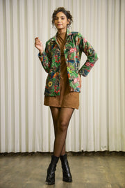 Grey Printed Velvet Jacket