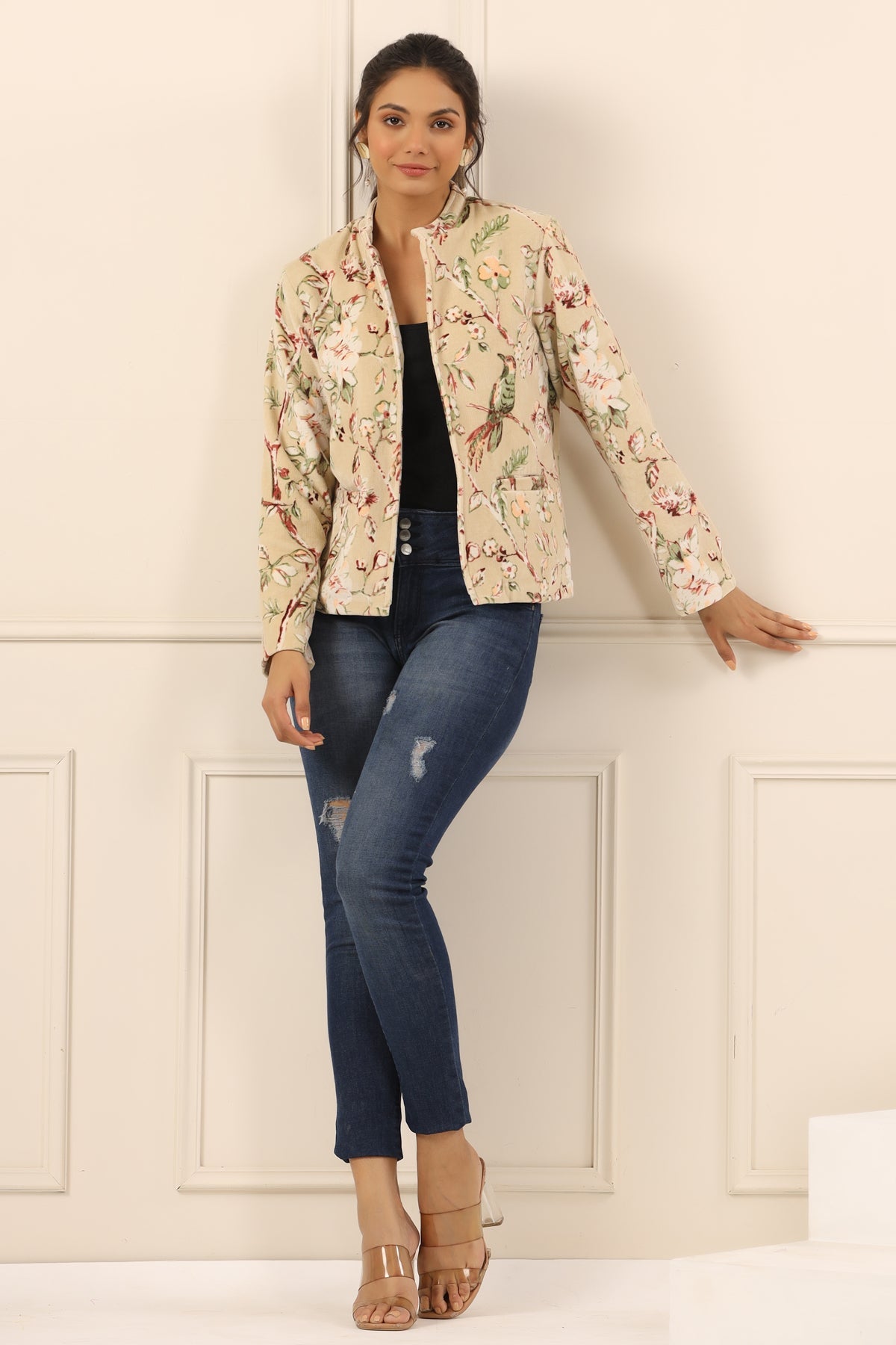 Printed Women Velvet Jacket