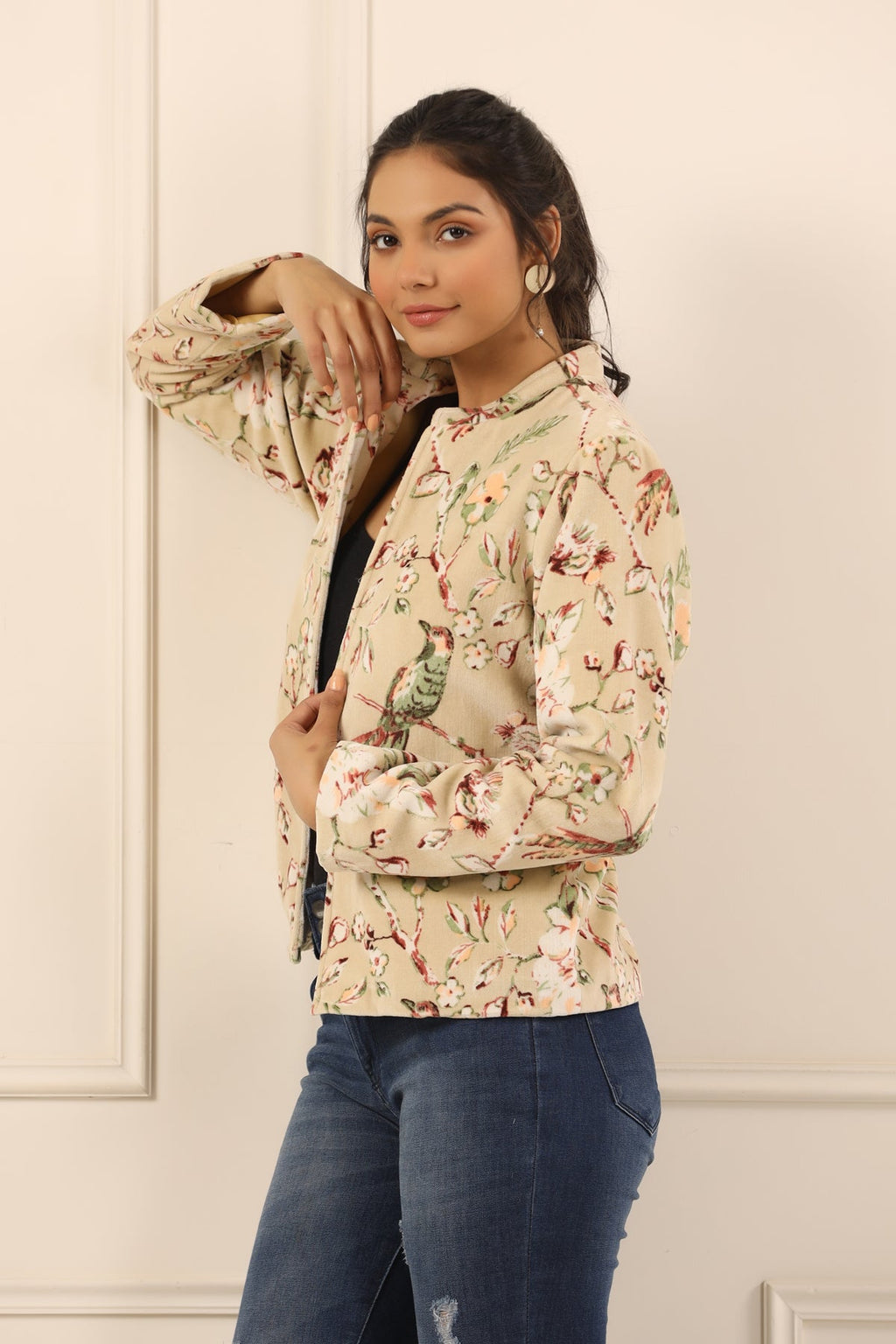 Printed Women Velvet Jacket