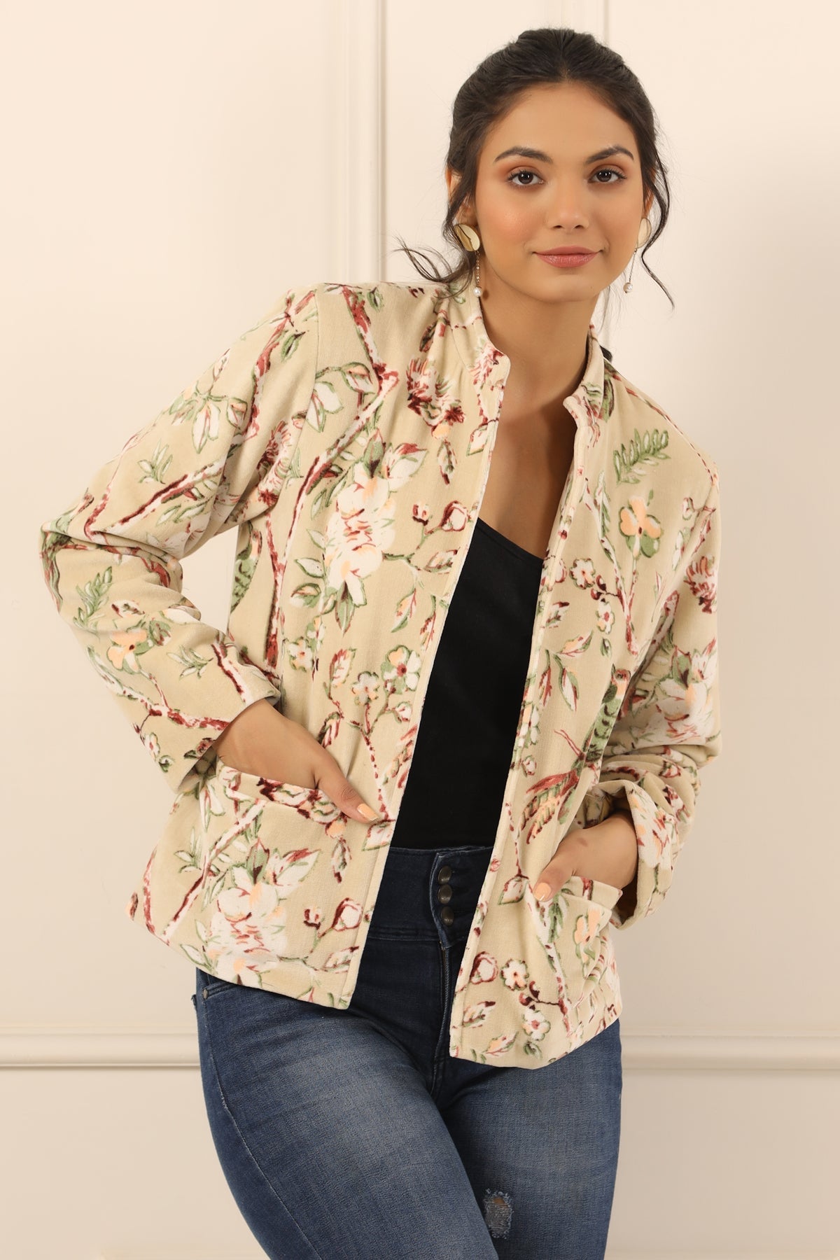 Printed Women Velvet Jacket