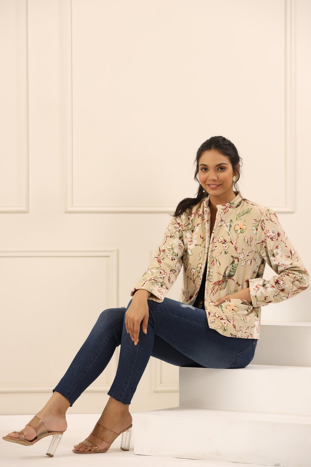 Printed Women Velvet Jacket