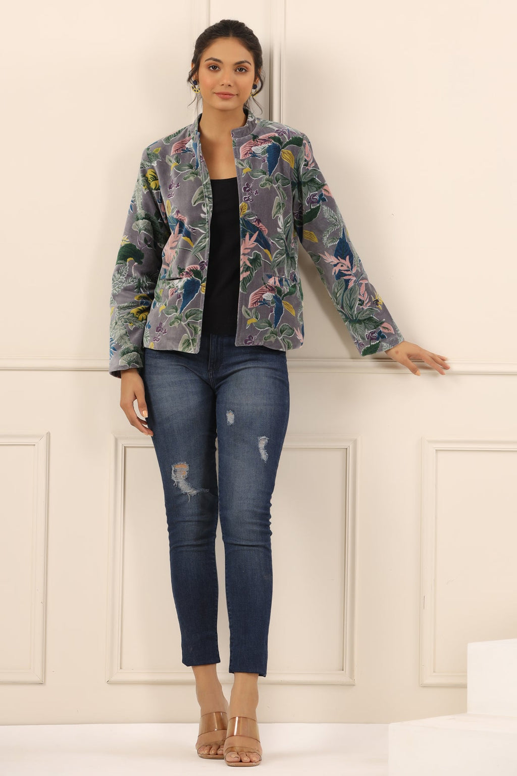 Printed Women Velvet Jacket