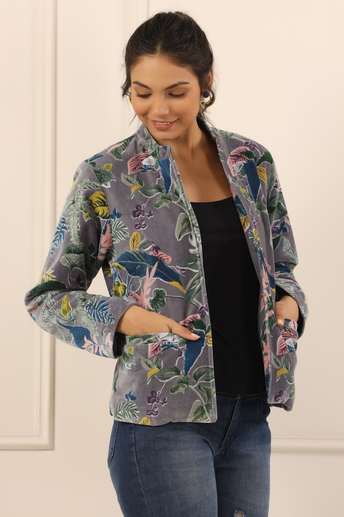 Printed Women Velvet Jacket