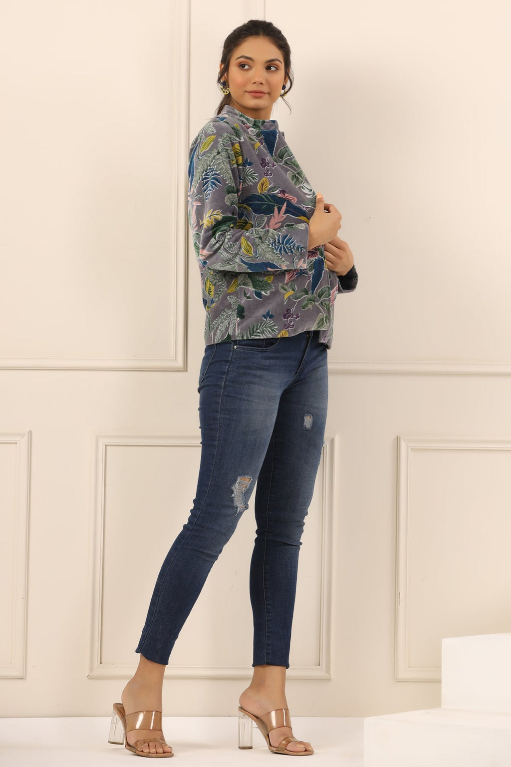 Printed Women Velvet Jacket