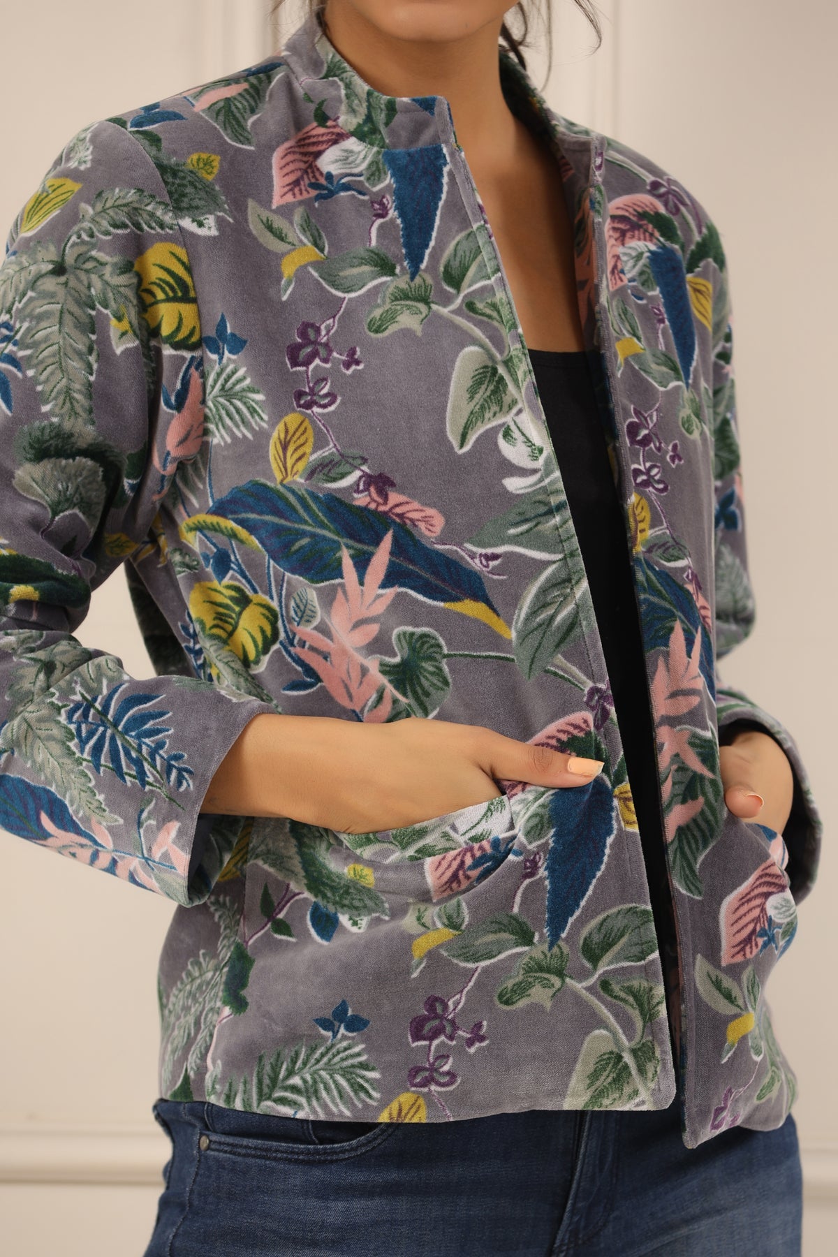 Printed Women Velvet Jacket