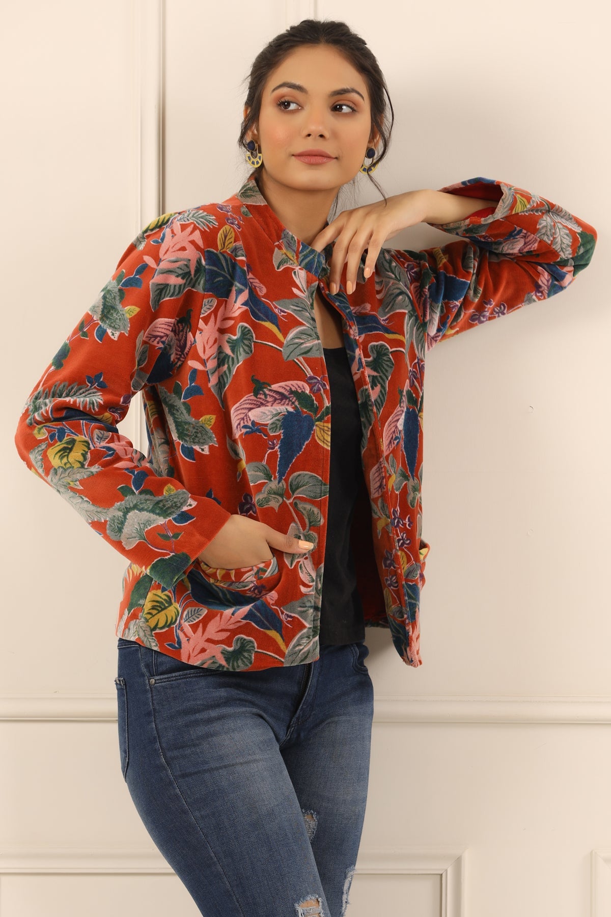 Printed Women Velvet Jacket