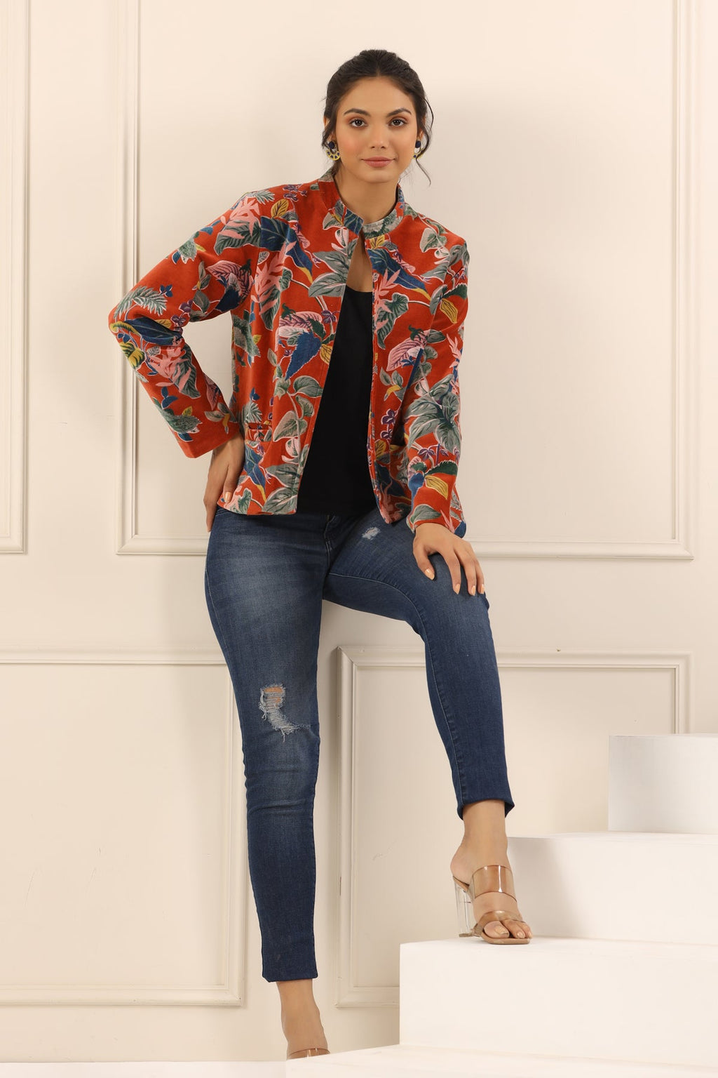 Printed Women Velvet Jacket