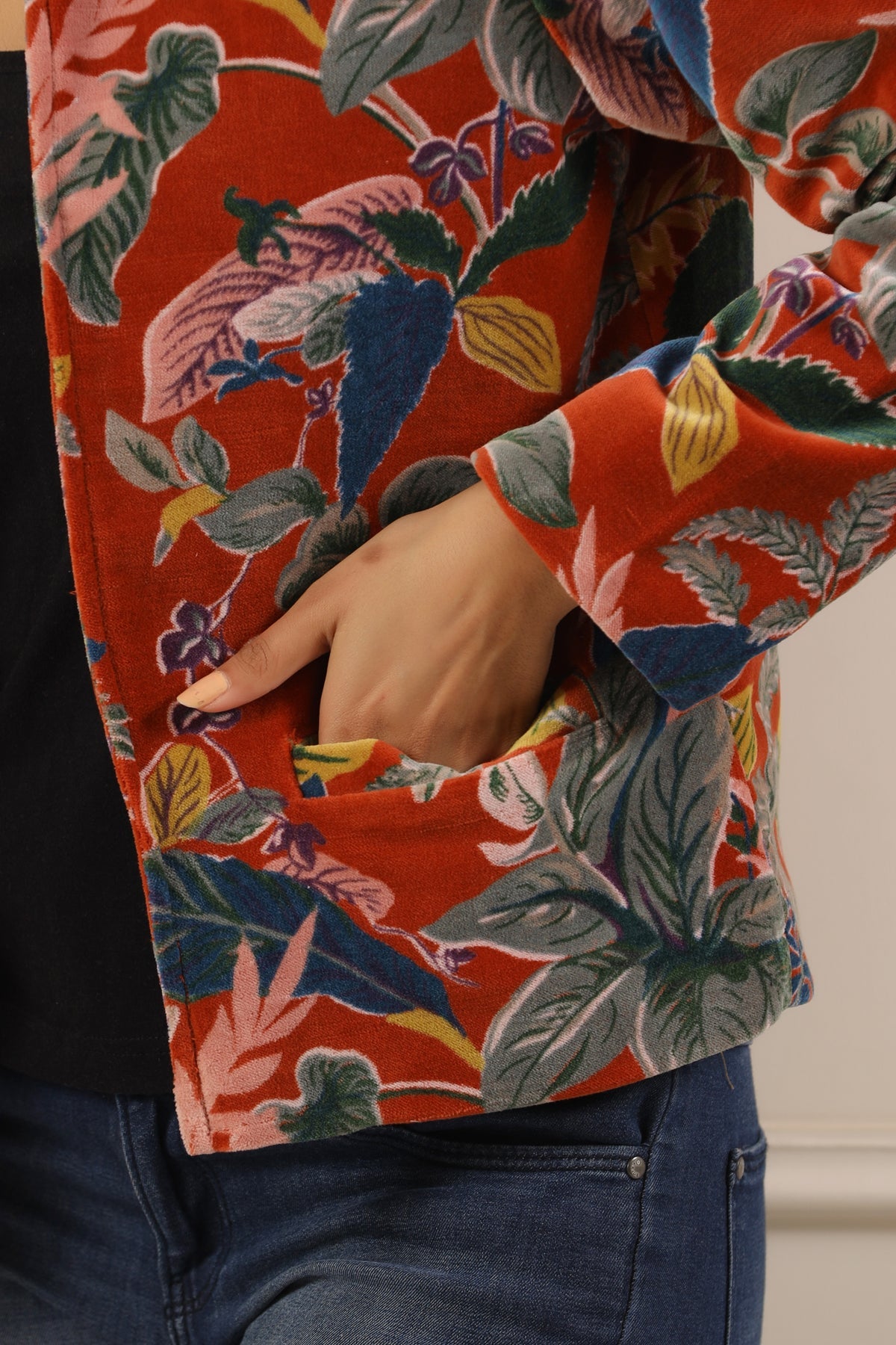 Printed Women Velvet Jacket